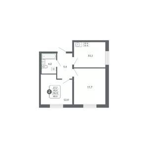 2-к квартира, вторичка, 48м2, 2/17 этаж