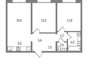 3-к квартира, вторичка, 60м2, 4/16 этаж