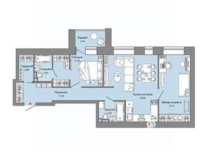 2-к квартира, строящийся дом, 75м2, 1/8 этаж