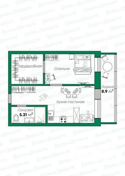 2-к квартира, вторичка, 56м2, 2/7 этаж