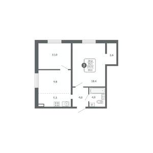 3-к квартира, вторичка, 55м2, 9/17 этаж
