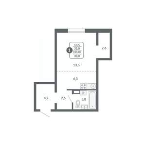 Студия квартира, вторичка, 33м2, 3/17 этаж