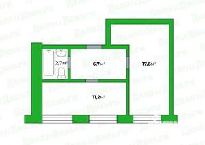 1-к квартира, вторичка, 38м2, 1/5 этаж