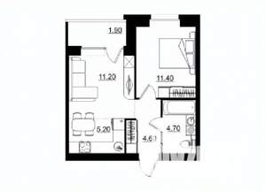2-к квартира, строящийся дом, 39м2, 8/10 этаж