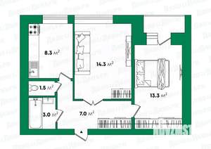 2-к квартира, вторичка, 48м2, 6/9 этаж