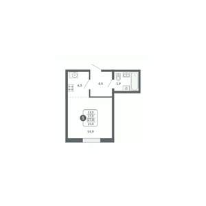 1-к квартира, вторичка, 28м2, 3/17 этаж