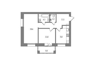 2-к квартира, вторичка, 62м2, 6/7 этаж