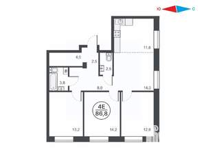 4-к квартира, вторичка, 87м2, 9/16 этаж