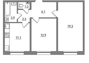 2-к квартира, вторичка, 57м2, 9/17 этаж