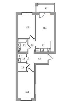 3-к квартира, вторичка, 71м2, 6/7 этаж